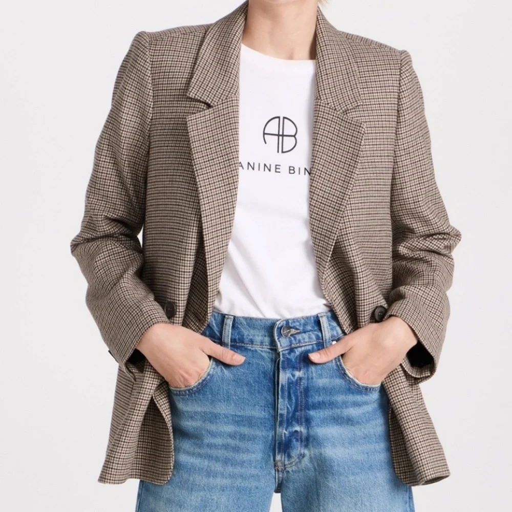 Anine Bing Brown Checkered Blazer - Picture 2 of 11